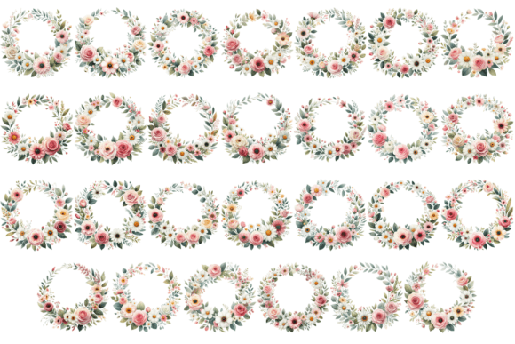 27 Watercolor Floral Wreath Bundle: Illustrations for Crafters