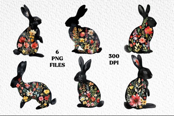 6 Easter Bunnies Watercolor PNG Cliparts: Illustrations Review