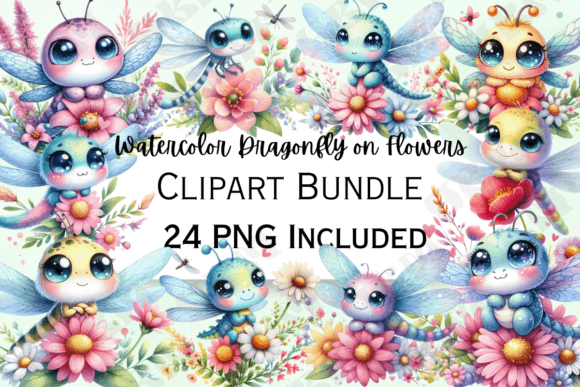 Cute Watercolor Dragonfly Clipart for Illustrations