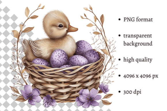Cute Watercolor Easter Duckling Clipart Illustrations
