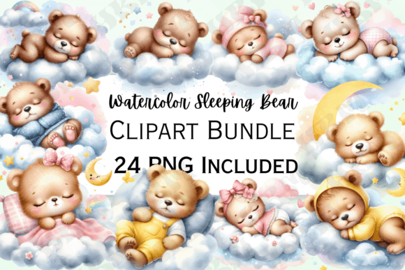 Cute Watercolor Sleeping Bear Clipart: Illustrations Review