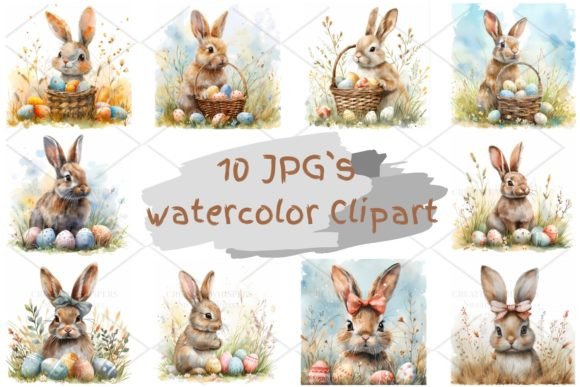 Easter Bunny Watercolor JPG 1S-11: Illustrations Review