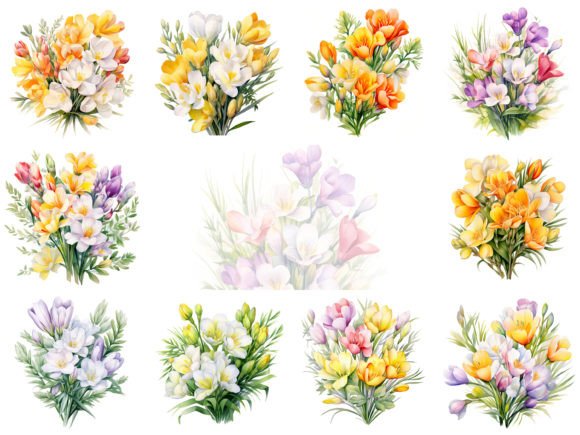 Freesias Watercolor Clipart: An Embroidery Review