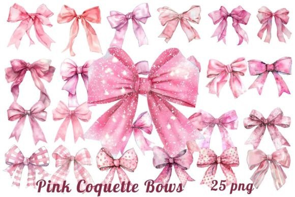 Pink Coquette Bows Watercolor Clipart Review