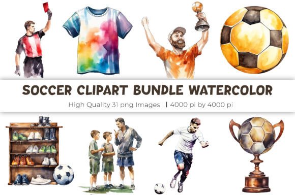 Soccer Clipart Bundle Watercolor Illustrations Review
