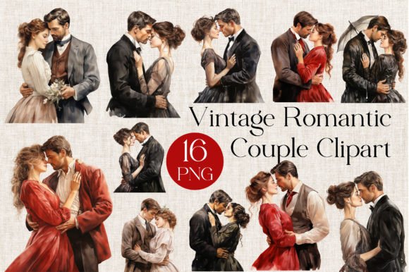 Vintage Couple Watercolor Clipart Illustrations Review