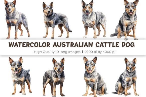 Watercolor Australian Cattle Dog Illustrations Review