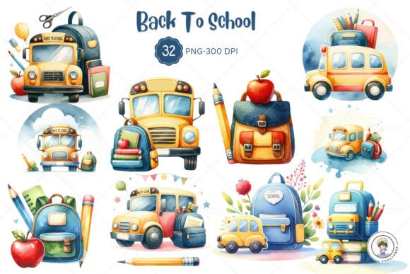 Watercolor Back to School Concept Illustrations Review