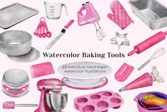 Watercolor Baking Tools Illustrations Review