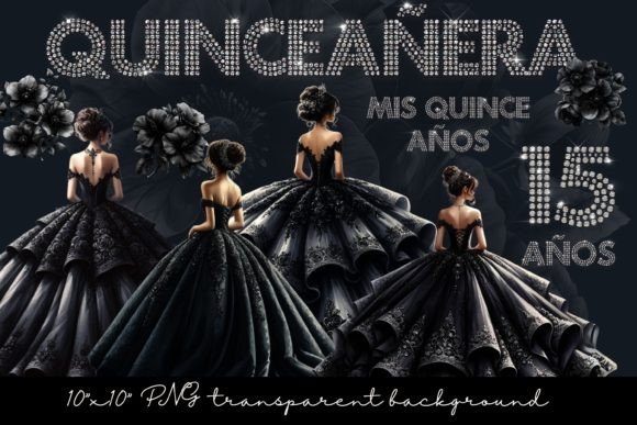Watercolor Black Color Quinceanera Illustrations Review