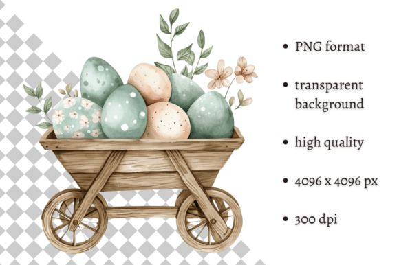 Watercolor Blue Easter Illustration PNG for Illustrations