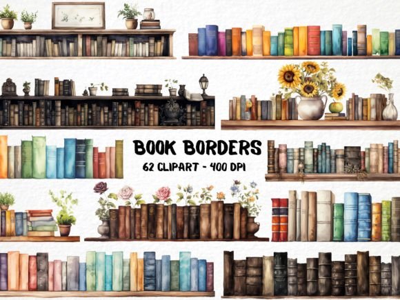 Watercolor Book Borders Clipart Bundle: Illustrations Review