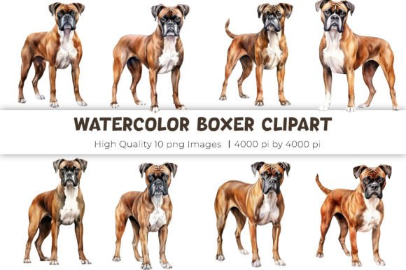Watercolor Boxer Dog Clipart: Editorial Illustrations Review