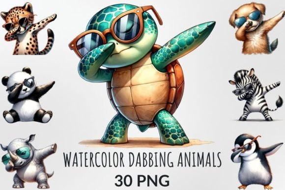 Watercolor Dabbing Animals Illustrations for Crafters