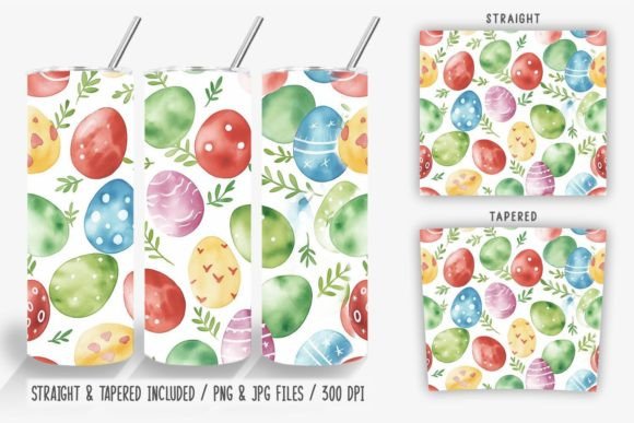 Watercolor Easter Eggs Tumbler Wrap Illustrations
