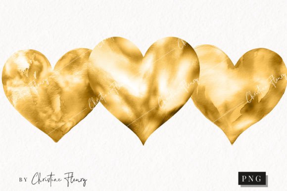 Watercolor Gold Heart PNG Valentine's Illustrations Review