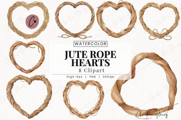 Watercolor Jute Rope Hearts Illustrations Review