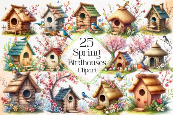 Watercolor Spring Birdhouse Clipart: Illustrations Review