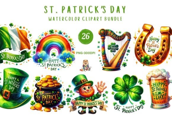 Watercolor St. Patrick's Day Illustrations for Web