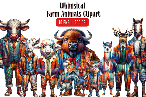Watercolor Whimsical Farm Animal Illustrations