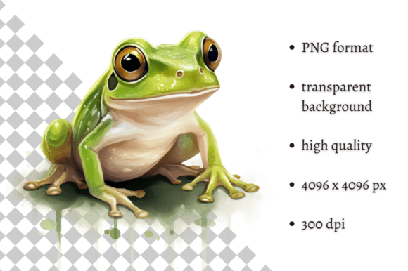 Watercolor Woodland Frog PNG Clipart Illustrations