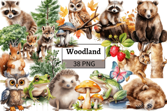 Woodland Animals Clipart PNG: Illustrations for Branding